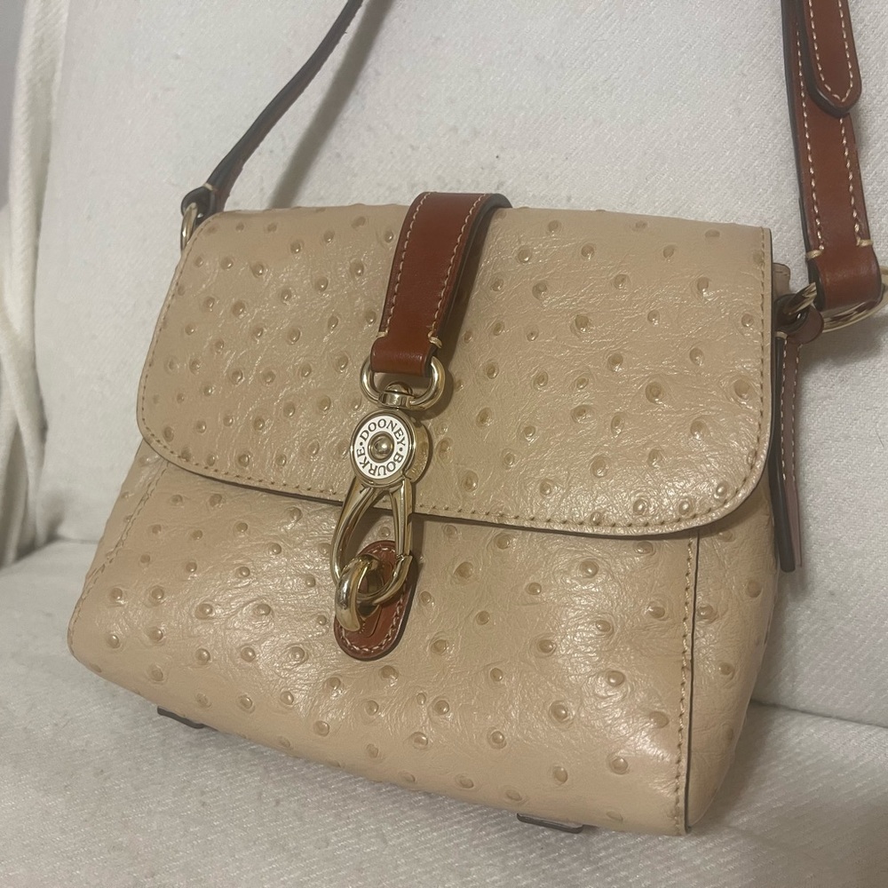 Taupe ostrich Leather Crossbody Bag